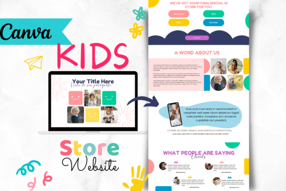 Download KIDS SHOP WEBSITE Canva Template - Website Collection