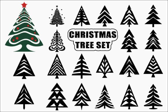 Download Modern Christmas Tree Clipart Set - Christmas tree Collection