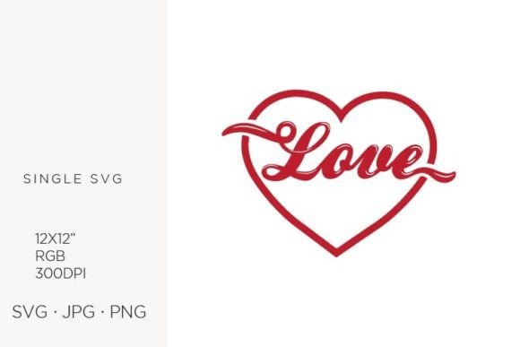 Download Typographic Word Love As a Part of Red H - Red Collection