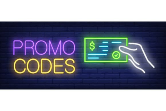 Download Promo Codes Neon Sign. Glowing Inscripti - Sign Collection