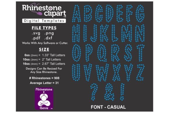 Download Rhinestone Design FONT - CASUAL 2" - Sign Collection
