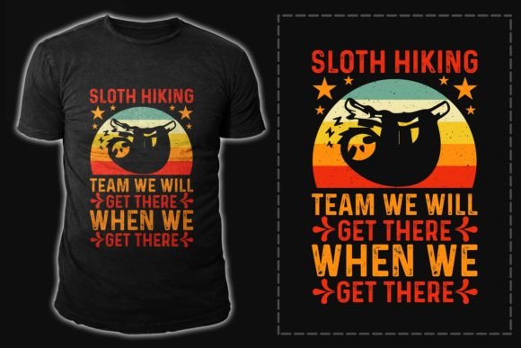 Download Sloth Hiking Vintage T Shirt Design - Sign Collection