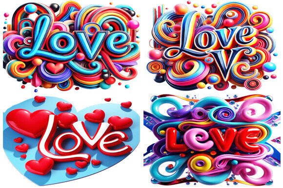 Download Typography Love Text Designs Bundle - Sign Collection