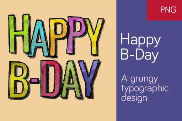 Download Happy B-Day Typographic Design - Sign Collection