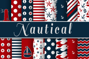 Download Red and Navy Blue Nautical Designs Digital Paper - Sign Collection