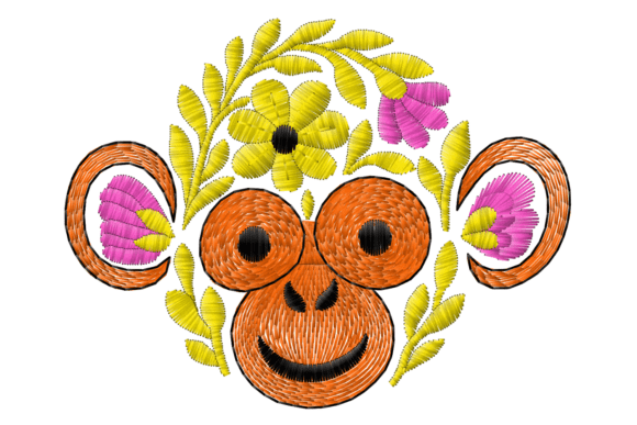 Download Floral Monkey Face Embroidery Design - Sign Collection