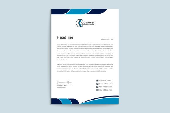 Download Letterhead Template Design with Blue - Sign Collection